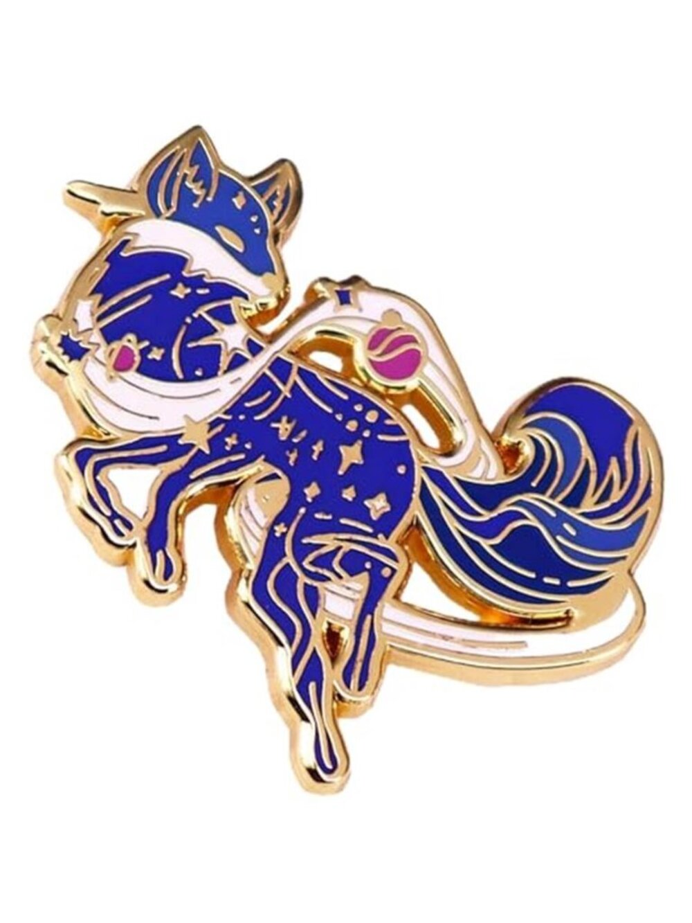 Starry Sky Fox Enamel Pin, Cute Magic Starry Night Animal Lapel Pin Space